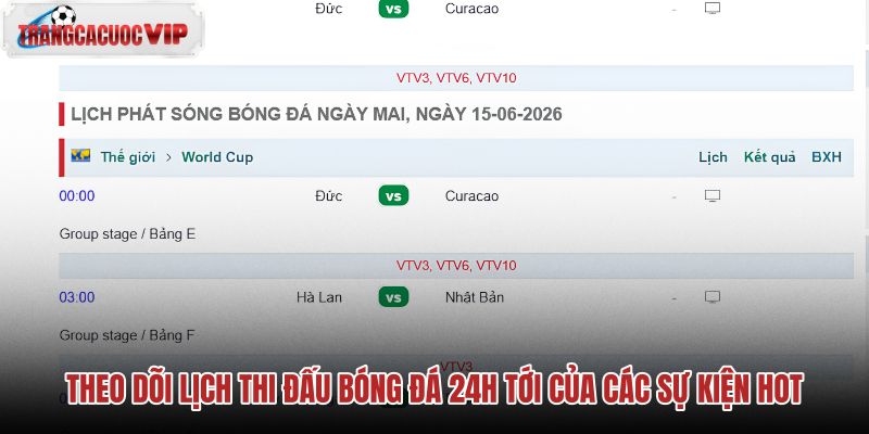 theo doi lich thi dau bong da 24h toi cua cac su kien hot